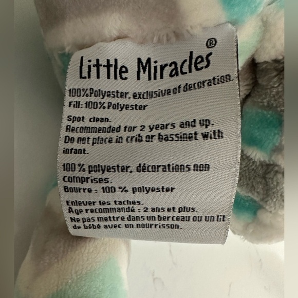 Little Miracles Blue Grey Plush Teddy Bear Stuffed Animal Rattle Baby Toddler - Picture 5 of 7